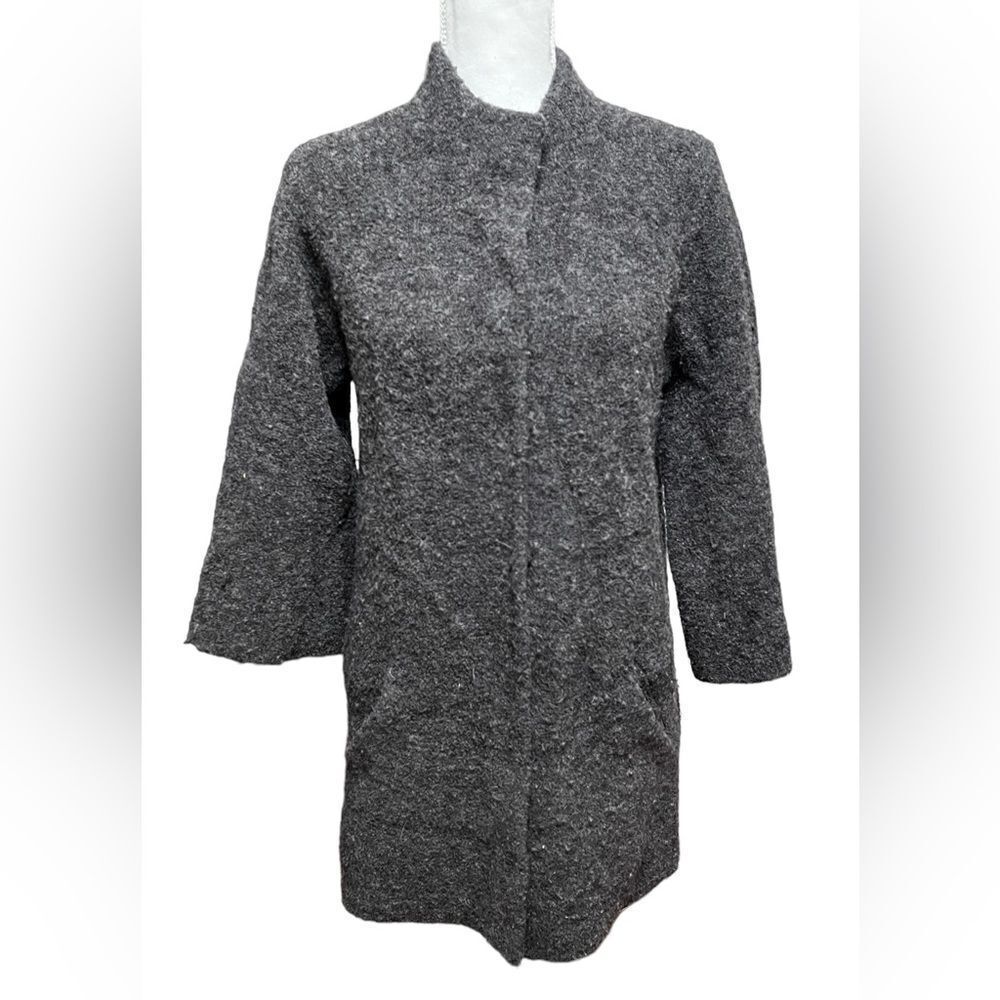 Eileen Fisher knobby hidden snap Front stretch Knit 3/4 sleeve jacket s